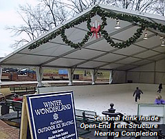 Seasonal Rink Inside Open-End Tent Structure Near Completion